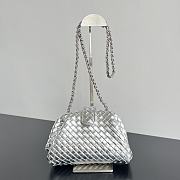 Bottega Veneta Small Lauren 1980 Silver Leather Clutch Bag - 27x15x7.5cm - 1