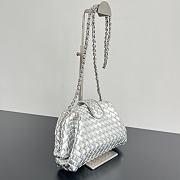 Bottega Veneta Small Lauren 1980 Silver Leather Clutch Bag - 27x15x7.5cm - 5