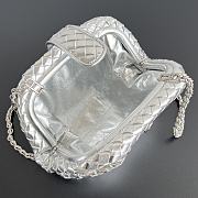 Bottega Veneta Small Lauren 1980 Silver Leather Clutch Bag - 27x15x7.5cm - 2