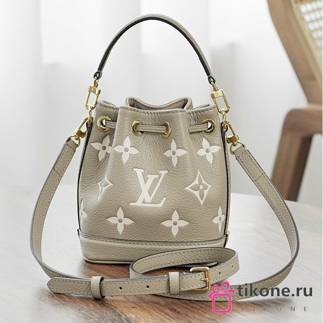 LV Nano Noe Bicolor Monogram Empreinte Tourterelle Gray M46291 - 13x16x10cm - 1