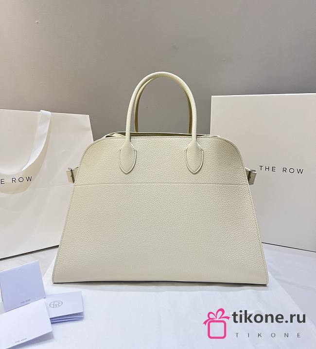 The Row Soft Margaux 15 Bag in Grained Calfskin Leather White - 38x24x27cm - 1