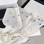 Chanel 24A Sequined Colorful Logo Scarf White - 180x67cm - 3