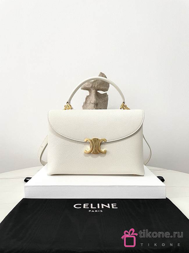 Celine Medium Nino Bag In Supple Grained Calfskin White - 25x17.5x10cm - 1