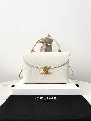 Celine Medium Nino Bag In Supple Grained Calfskin White - 25x17.5x10cm