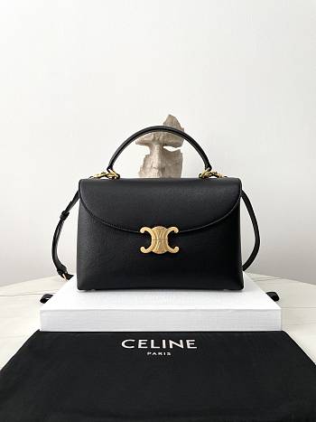 Celine Medium Nino Bag In Supple Grained Calfskin Black - 25x17.5x10cm