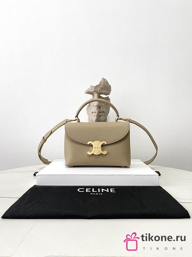 Celine Teen Nino Bag In Smooth Satinated Calfskin Dark Beige - 20.5x13x8cm - 1