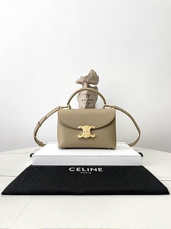 Celine Teen Nino Bag In Smooth Satinated Calfskin Dark Beige - 20.5x13x8cm