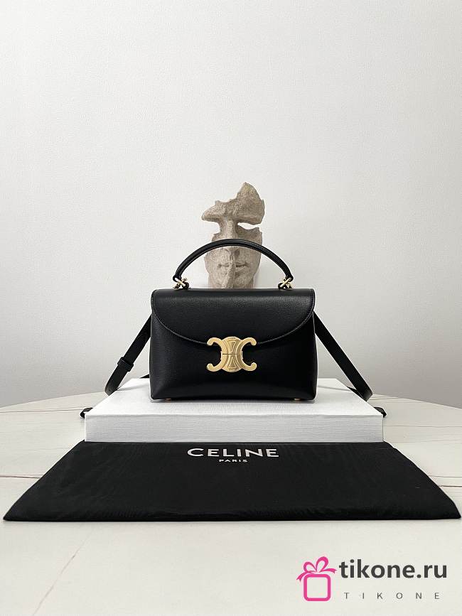 Celine Teen Nino Bag In Supple Grained Calfskin Black - 20.5x13x8cm - 1