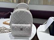 Chanel Classic Mini Backpack Caviar Silver Tone White - 18×13×9cm - 3