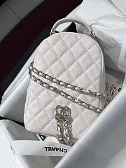 Chanel Classic Mini Backpack Caviar Silver Tone White - 18×13×9cm - 6