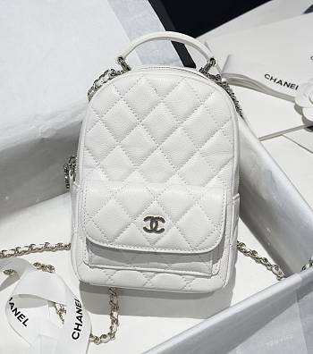 Chanel Classic Mini Backpack Caviar Gold Tone White - 18×13×9cm