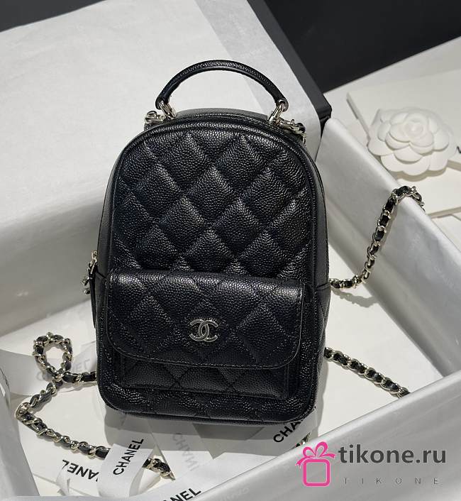 Chanel Classic Mini Backpack Caviar Gold Tone Black - 18×13×9cm - 1