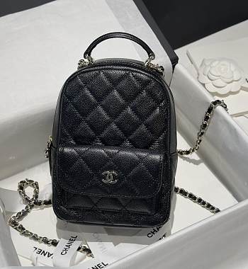 Chanel Classic Mini Backpack Caviar Gold Tone Black - 18×13×9cm