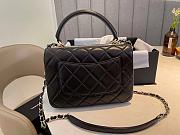 Chanel Flap Bag With Top Handle Lambskin Gold Tone Black - 17.5x25x8cm - 5