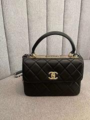 Chanel Flap Bag With Top Handle Lambskin Gold Tone Black - 17.5x25x8cm - 6