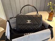 Chanel Flap Bag With Top Handle Lambskin Silver Tone Black - 17.5x25x8cm - 1