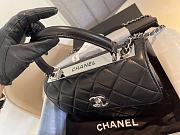 Chanel Flap Bag With Top Handle Lambskin Silver Tone Black - 17.5x25x8cm - 4