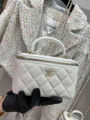 Chanel Classic Top Handle Vanity Case with Chain Quilted Lambskin Small White - 17x9.5x8cm - 3