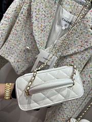 Chanel Classic Top Handle Vanity Case with Chain Quilted Lambskin Small White - 17x9.5x8cm - 4