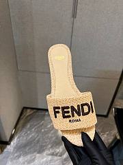 Fendi Signature Fabric Slides Beige  - 1