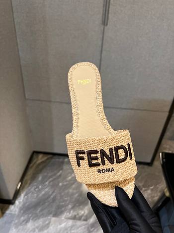 Fendi Signature Fabric Slides Beige 