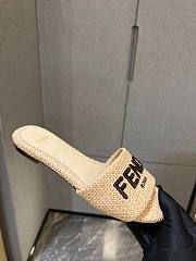 Fendi Signature Fabric Slides Beige  - 5