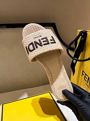 Fendi Signature Fabric Slides Beige  - 4