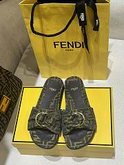 Fendi Feel Brown FF Jacquard Slides - 1