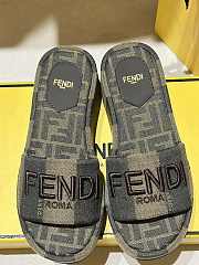 Fendi Sunshine Brown Fabric Flatform Slides - 6