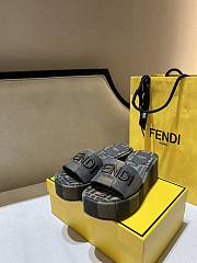 Fendi Sunshine Brown Fabric Flatform Slides - 2