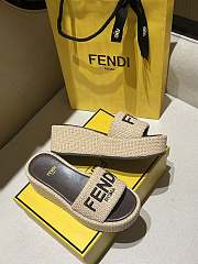 Fendi Sunshine Beige Cotton Fibre Flatform Slides - 6