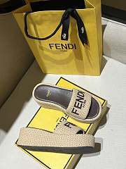 Fendi Sunshine Beige Cotton Fibre Flatform Slides - 5