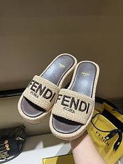 Fendi Sunshine Beige Cotton Fibre Flatform Slides - 3