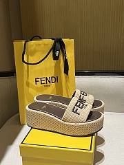 Fendi Sunshine Beige Cotton Fibre Flatform Slides - 4