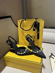 Fendi First Black Satin Slingback Heels 95mm - 1