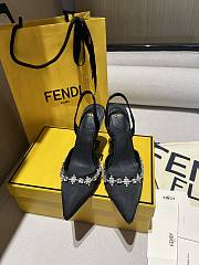 Fendi First Black Satin Slingback Heels 95mm - 6