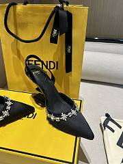 Fendi First Black Satin Slingback Heels 95mm - 4