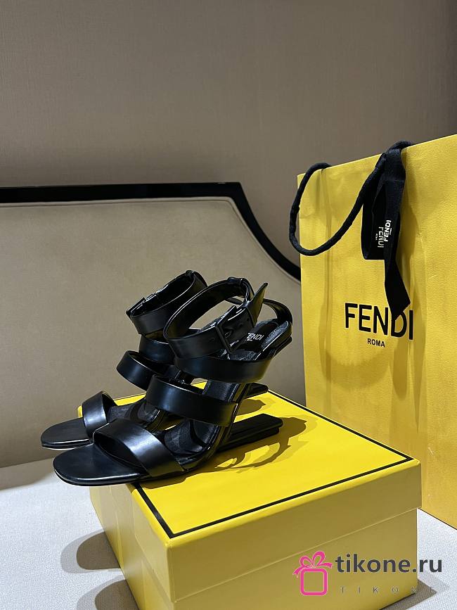 Fendi First Black Leather High Heel Sandals 95mm - 1