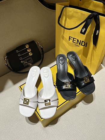 Fendi Ffold Leather Medium Heeled Sandals 55mm