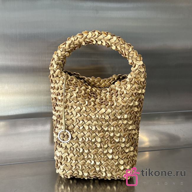 Bottega Veneta Small Cabat Bucket Sequinned Intrecciato Gold - 26x21x13cm - 1