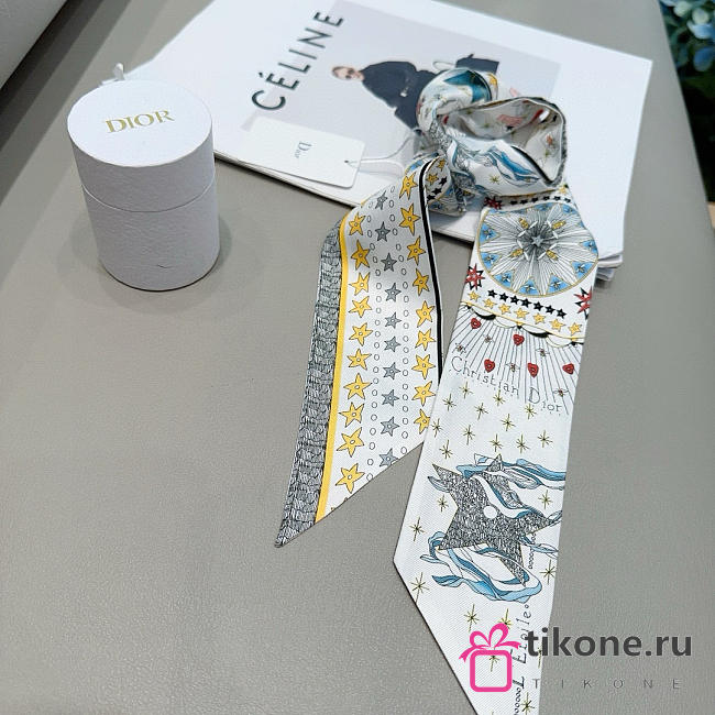 Dior L'Étoile Tarot Mitzah Scarf White Silk Twill - 6x100cm - 1