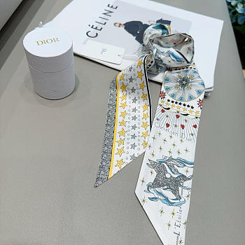 Dior L'Étoile Tarot Mitzah Scarf White Silk Twill - 6x100cm