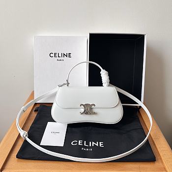 Teen Celine Lola In Shiny Calfskin White Silver Hardware - 20x11.5x5cm