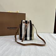 Burberry Check Canvas Leather Bucket Bag - 17.5x10.5x20cm - 1