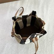 Burberry Check Canvas Leather Bucket Bag - 17.5x10.5x20cm - 6