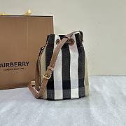 Burberry Check Canvas Leather Bucket Bag - 17.5x10.5x20cm - 5