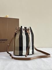 Burberry Check Canvas Leather Bucket Bag - 17.5x10.5x20cm - 3