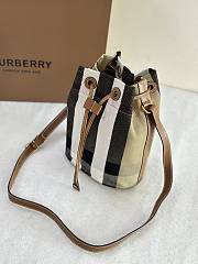 Burberry Check Canvas Leather Bucket Bag - 17.5x10.5x20cm - 2