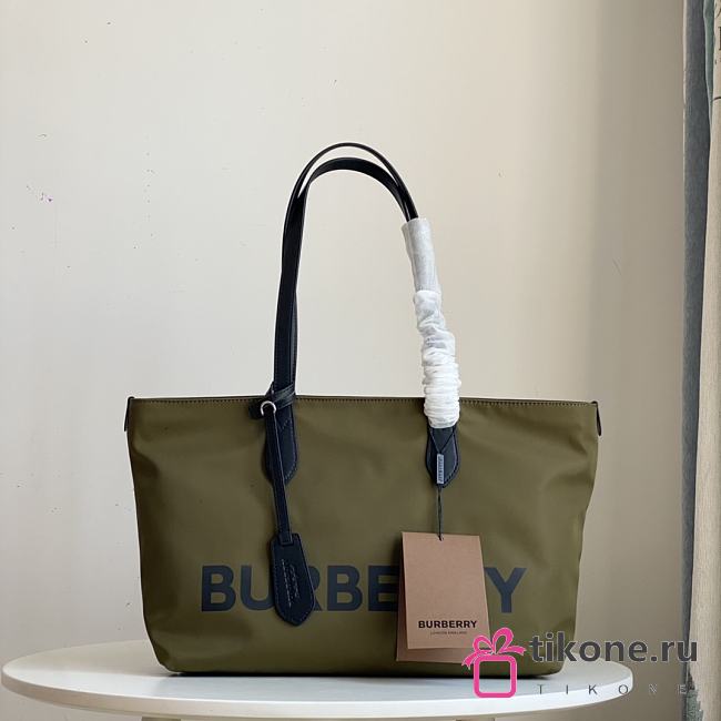 Burberry Medium Logo Nylon Green Tote Bag - 35x12x25cm - 1