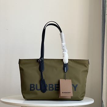 Burberry Medium Logo Nylon Green Tote Bag - 35x12x25cm